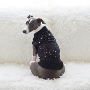 Stylish Black Dog Sweater with White Dots